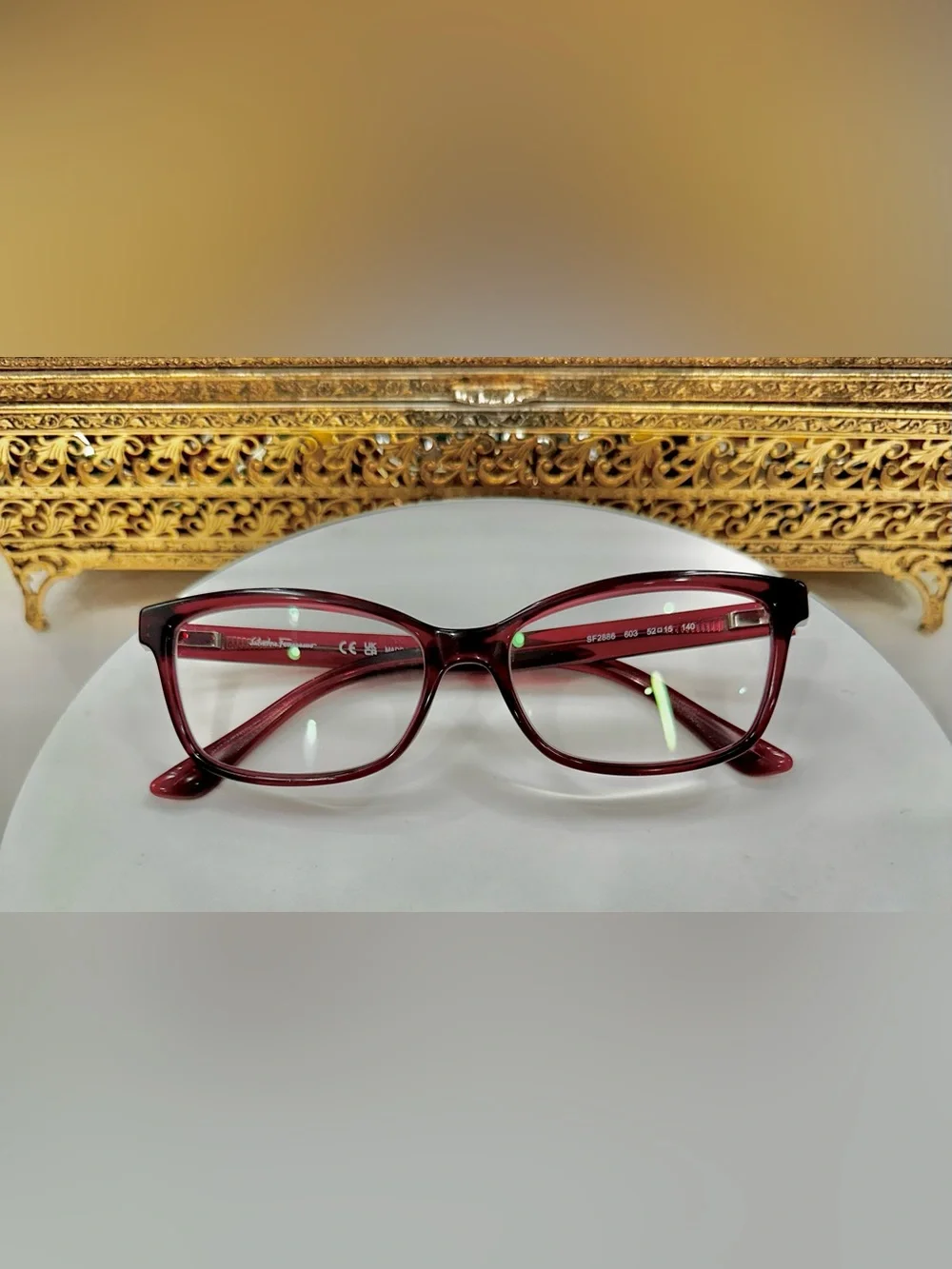 Salvatore Ferragamo SF2886 Vibrant Red Transparent Rx Eyeglass Frames EUC Italy